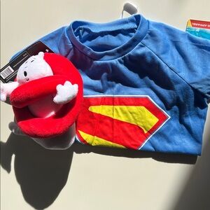 Superman Large dog tee and Ghostbusters plush dog toy